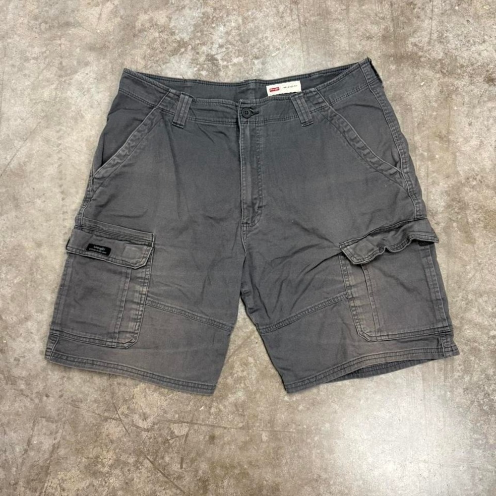 Wrangler Grey Distressed & Faded Y2K Cargo Shorts‎ Size 36